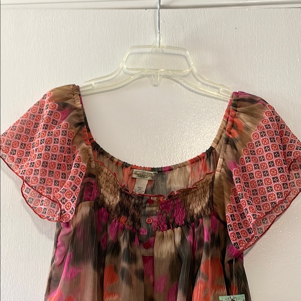 American Rag Pink Flutter Sleeve Ruffled Blouse - Picture 5 of 6